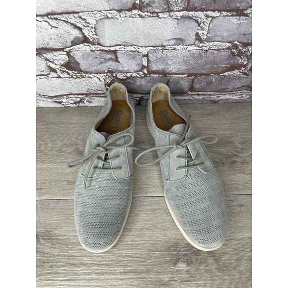 Born Passi Derby Blue Suede Leather Perforated Oxfords Lace Up Shoes Women Sz 9M - Picture 2 of 16